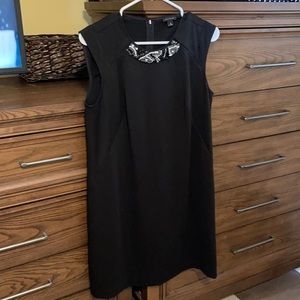 Ann Taylor Sleeveless Beaded Black Dress